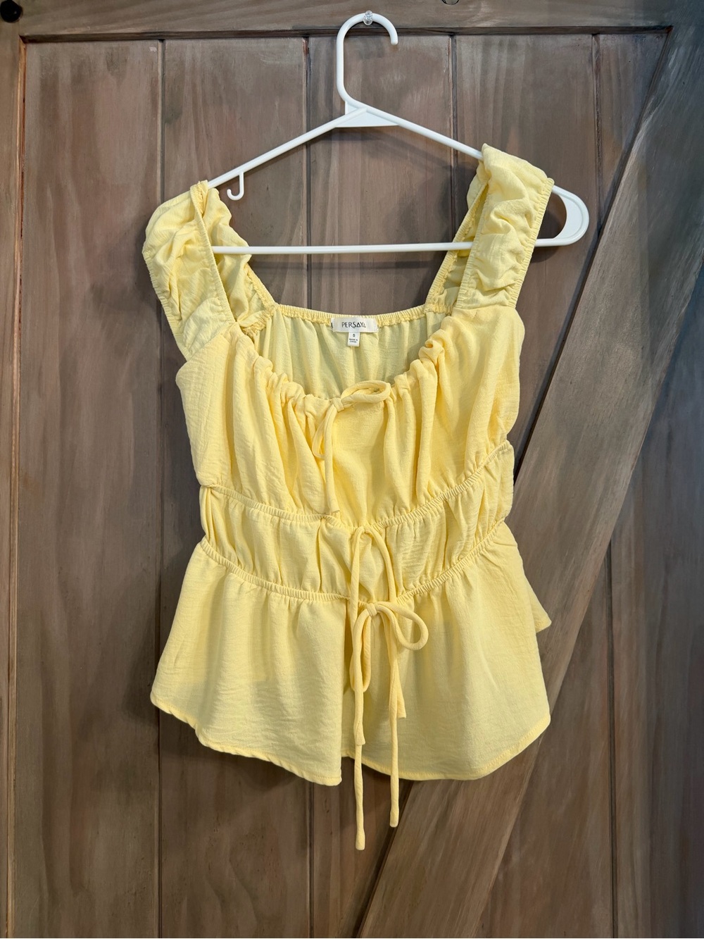 Yellow Ruffle Tie-Front Sleeveless Top